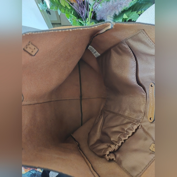 Banana Republic Pebbled Cow Leather Tote Bag Brown Tan Shoulder Purse - Picture 4 of 7